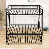 Metal Twin Over Full Bunk Beds with Trundle for Kids Adults - Two Ladders