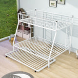 Metal Twin Over Full Bunk Beds with Trundle for Kids Adults - Two Ladders