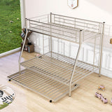 Metal Twin Over Full Bunk Beds with Trundle for Kids Adults - Two Ladders