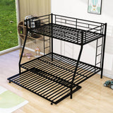 Metal Twin Over Full Bunk Beds with Trundle for Kids Adults - Two Ladders