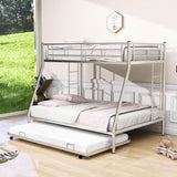 Metal Twin Over Full Bunk Beds with Trundle for Kids Adults - Two Ladders