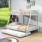 Metal Twin Over Full Bunk Beds with Trundle for Kids Adults - Two Ladders