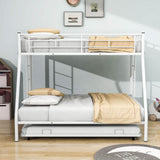 Metal Twin Over Full Bunk Beds with Trundle for Kids Adults - Two Ladders