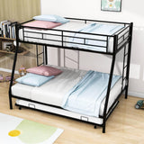 Metal Twin Over Full Bunk Beds with Trundle for Kids Adults - Two Ladders