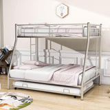 Metal Twin Over Full Bunk Beds with Trundle for Kids Adults - Two Ladders